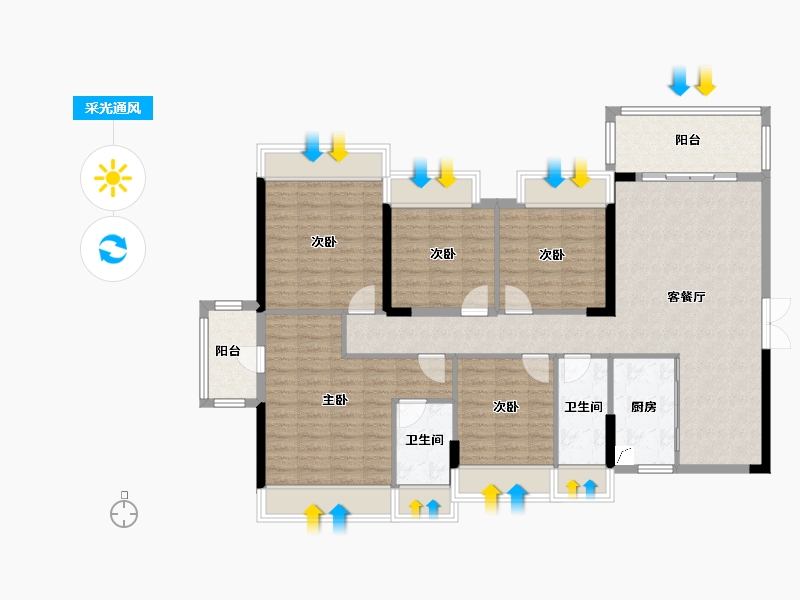 广西壮族自治区-百色市-龙景名鎏-135.00-户型库-采光通风