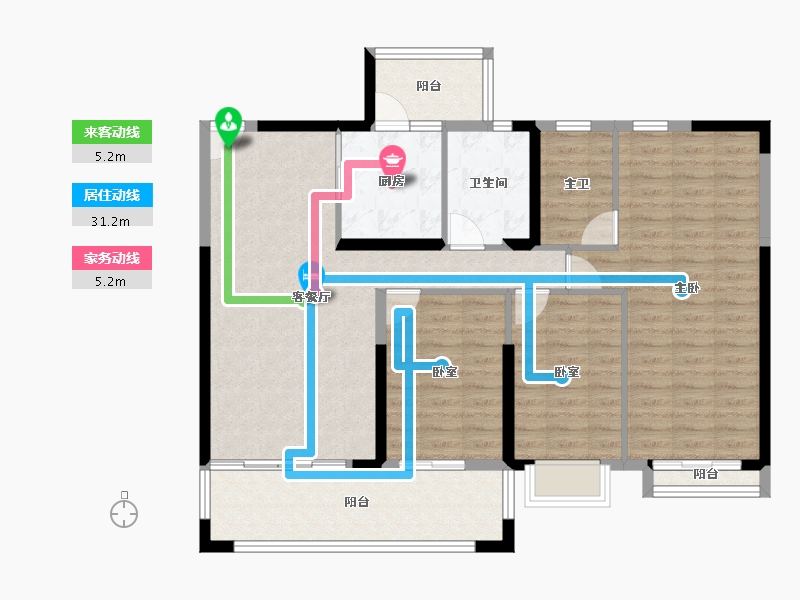 广西壮族自治区-来宾市-龙峰·翠屏御花苑-107.14-户型库-动静线