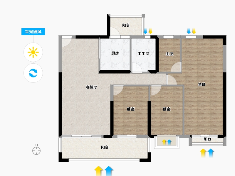 广西壮族自治区-来宾市-龙峰·翠屏御花苑-107.14-户型库-采光通风