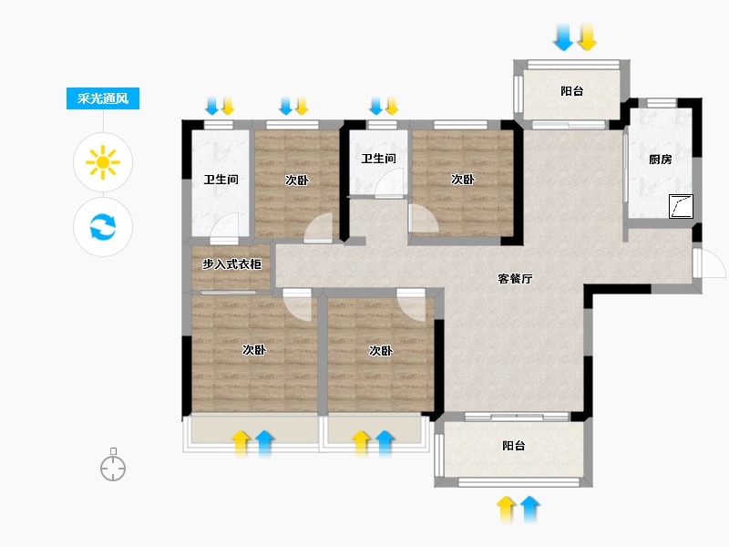 四川省-成都市-华润时代风景-108.99-户型库-采光通风