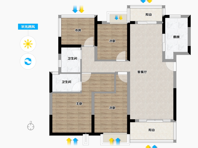 湖南省-衡阳市-万象·开云府-103.20-户型库-采光通风