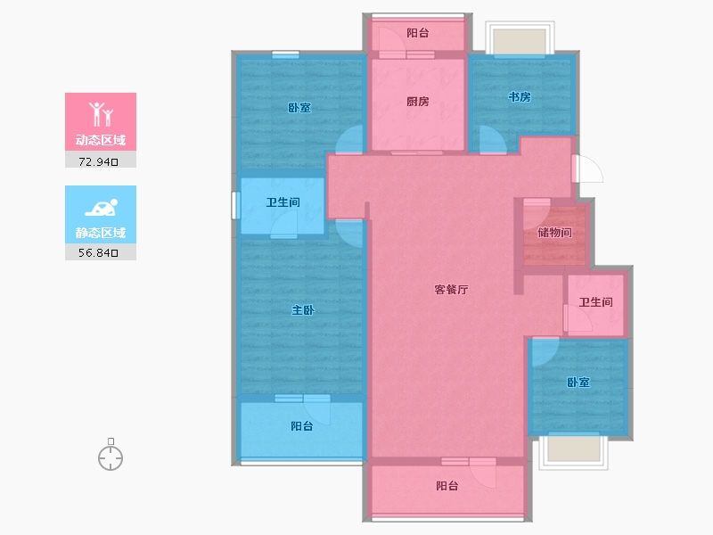 辽宁省-辽阳市-保利大河源著-115.20-户型库-动静分区