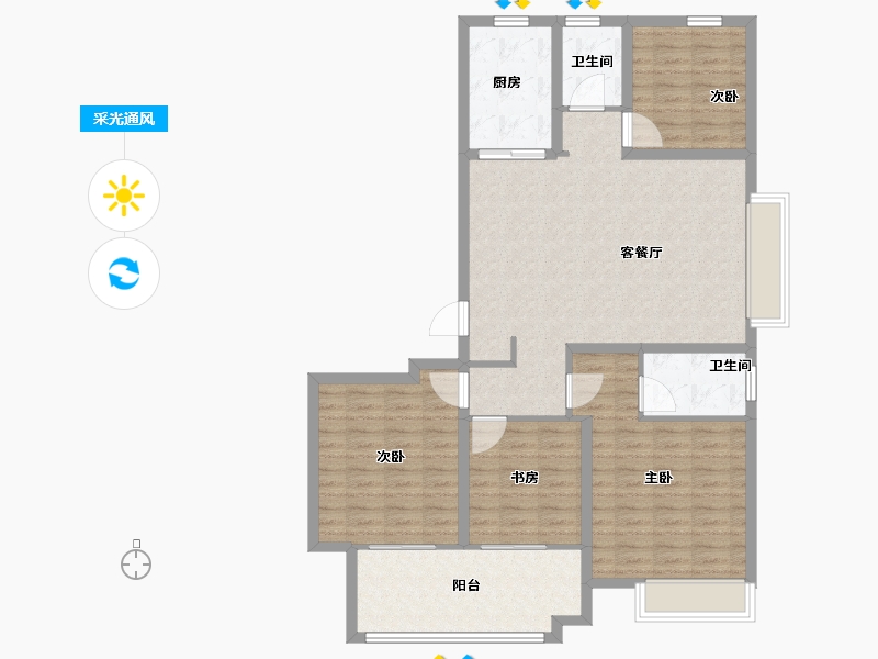 山东省-聊城市-孟达颐和嘉苑-114.60-户型库-采光通风