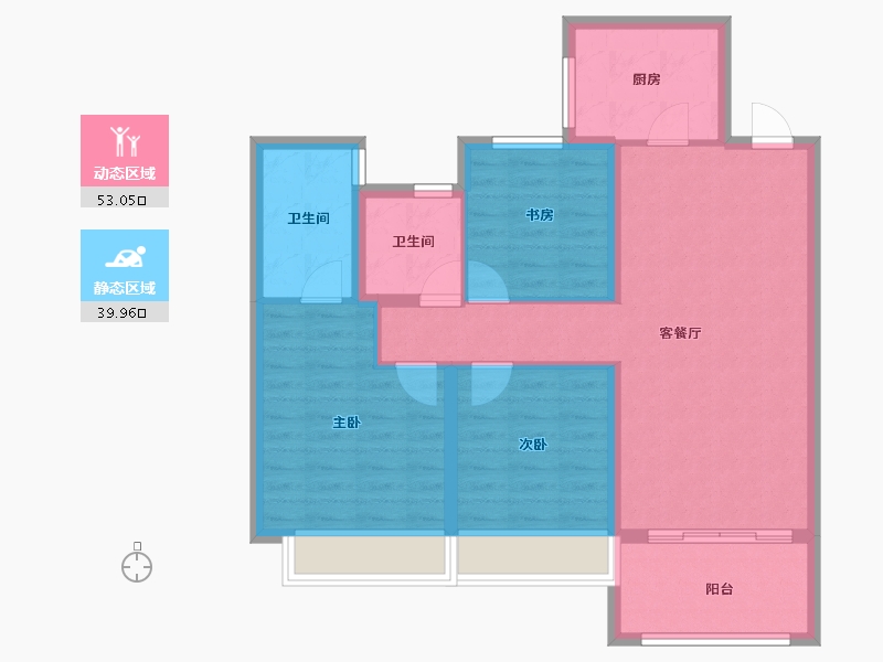 山东省-威海市-云星公园华府-83.10-户型库-动静分区