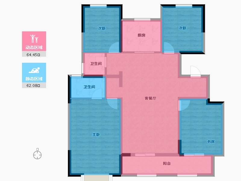 山东省-聊城市-孟达裕昌学府艺境-113.60-户型库-动静分区