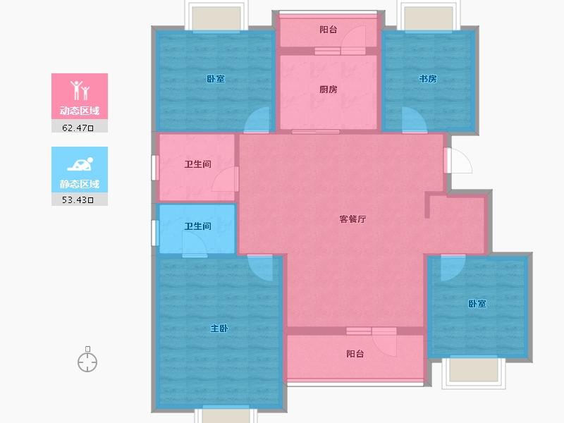 辽宁省-辽阳市-保利大河源著-104.00-户型库-动静分区