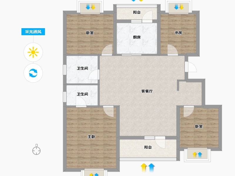 辽宁省-辽阳市-保利大河源著-104.00-户型库-采光通风