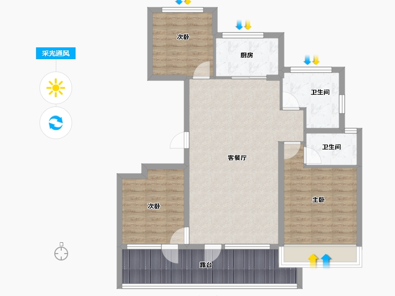 山东省-威海市-云星公园华府-93.15-户型库-采光通风