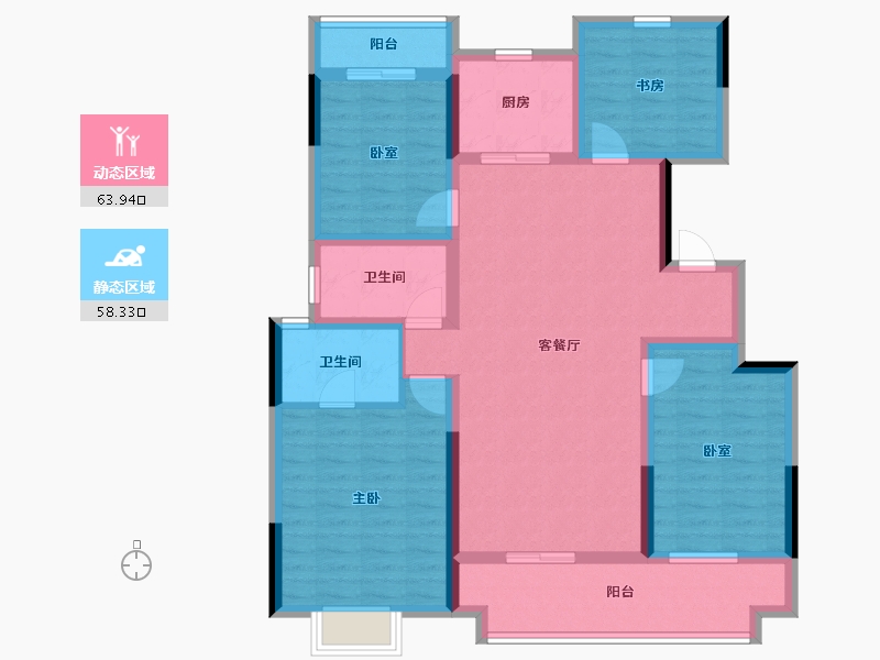 陕西省-安康市-中梁宸院-108.80-户型库-动静分区