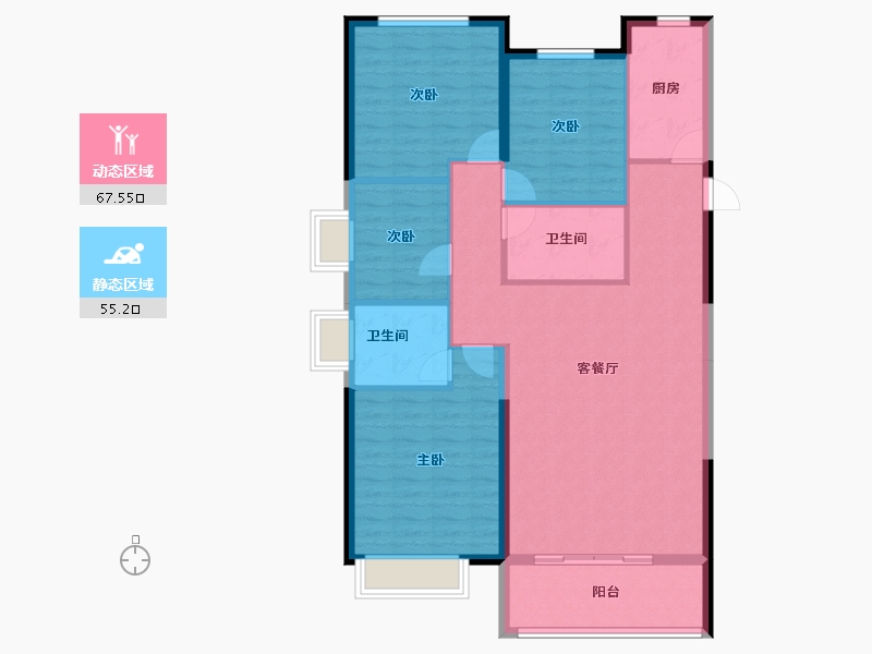 山西省-长治市-顶秀山居-111.78-户型库-动静分区