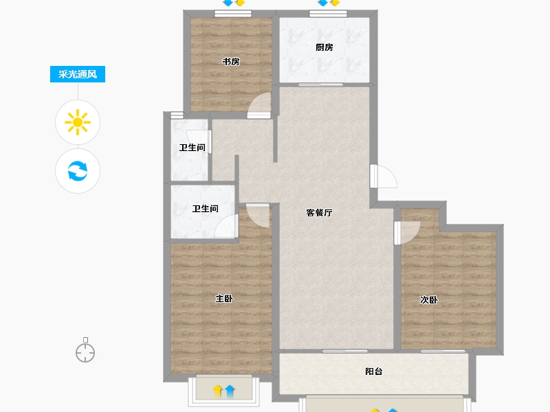 山东省-聊城市-孟达颐和嘉苑-98.40-户型库-采光通风