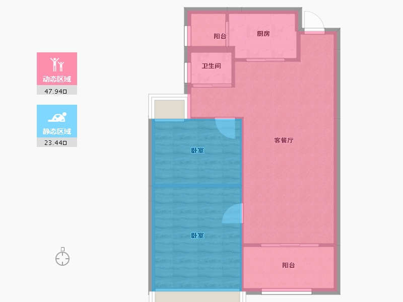 湖南省-常德市-常德公园壹号二期-65.08-户型库-动静分区