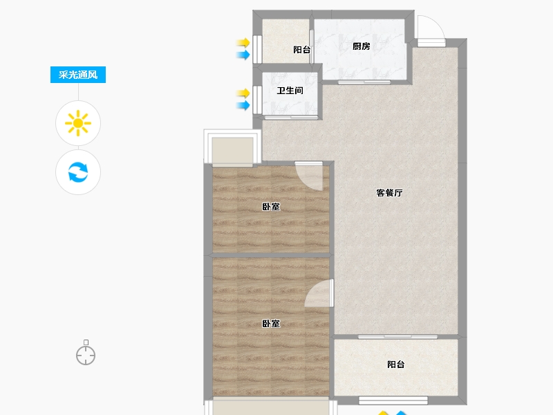 湖南省-常德市-常德公园壹号二期-65.08-户型库-采光通风