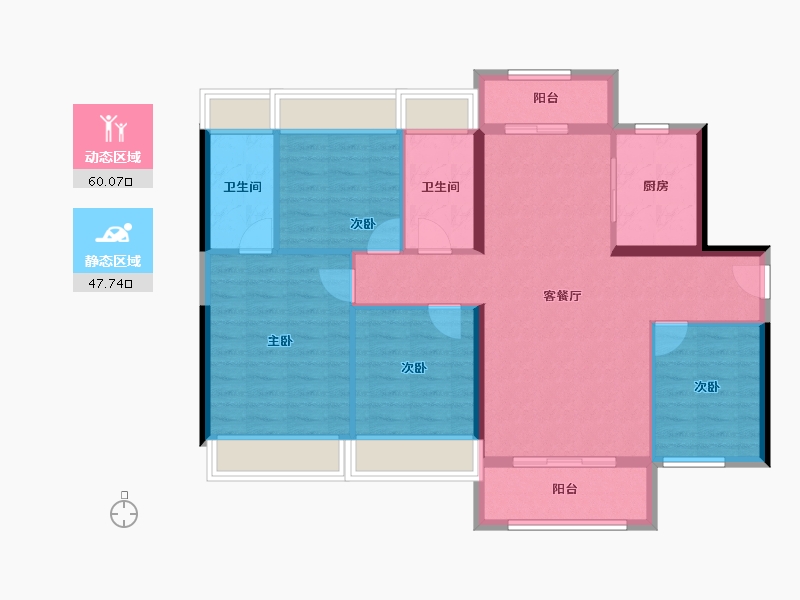 广东省-云浮市-罗定碧桂园天悦湾-97.18-户型库-动静分区