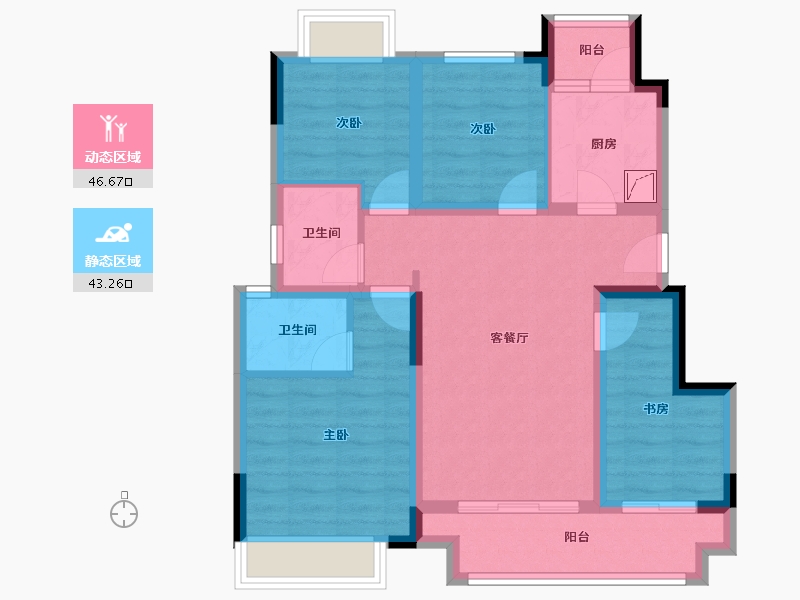 重庆-重庆市-弘阳府-84.00-户型库-动静分区