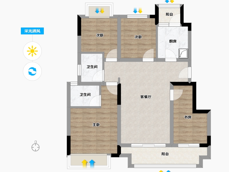 重庆-重庆市-弘阳府-84.00-户型库-采光通风