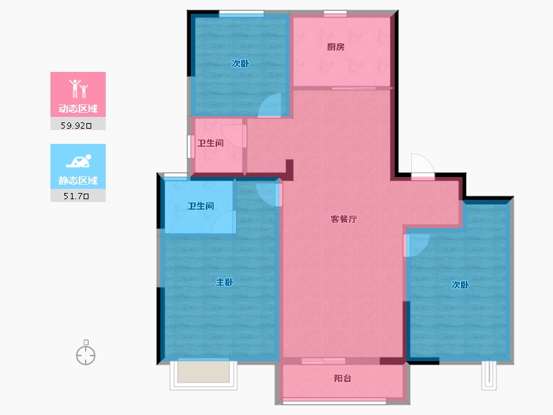 山东省-聊城市-孟达裕昌学府艺境-100.00-户型库-动静分区