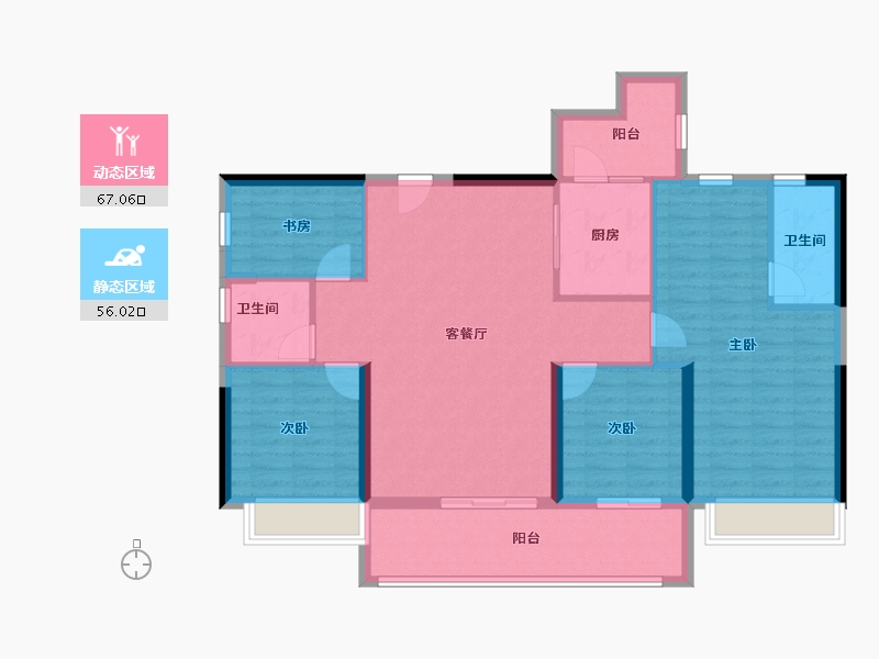 广东省-云浮市-罗定碧桂园天悦湾-111.50-户型库-动静分区