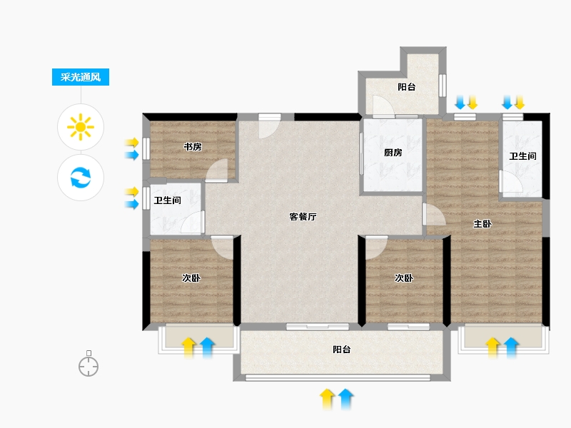 广东省-云浮市-罗定碧桂园天悦湾-111.50-户型库-采光通风