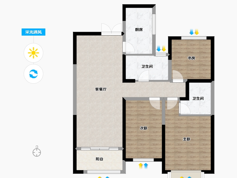 河南省-郑州市-中州府-100.00-户型库-采光通风