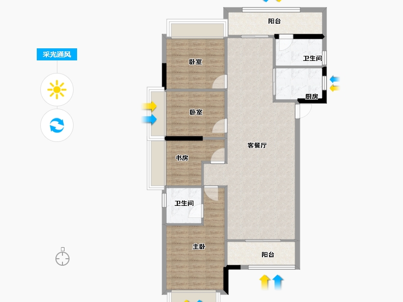 湖南省-常德市-常德公园壹号二期-104.31-户型库-采光通风