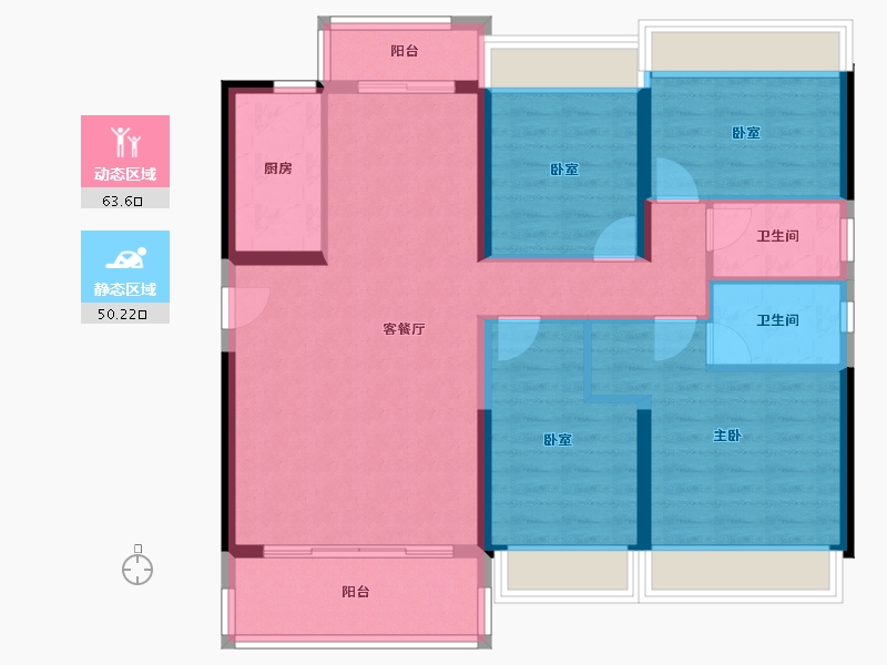 广东省-河源市-碧桂园凤凰名筑-102.08-户型库-动静分区