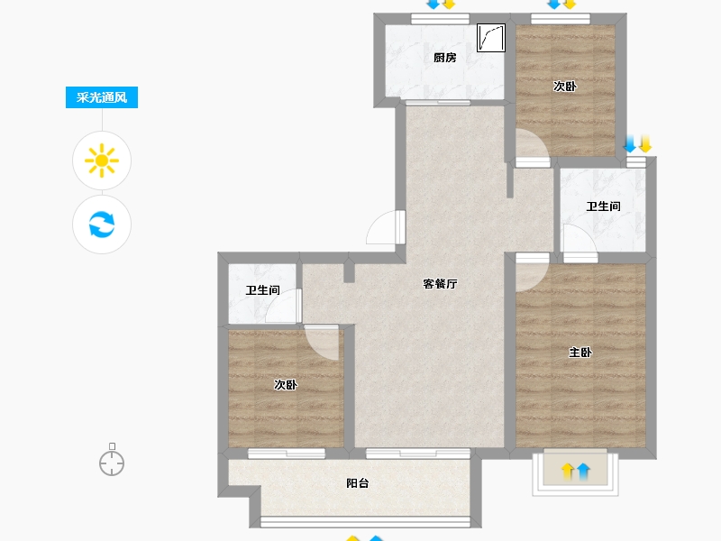 山东省-济宁市-惠民水岸新城-73.49-户型库-采光通风