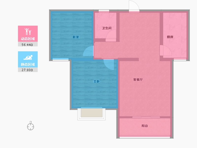 陕西省-宝鸡市-锦华世纪苑-75.20-户型库-动静分区