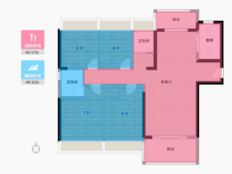 广东省-河源市-碧桂园凤凰名筑-102.80-户型库-动静分区