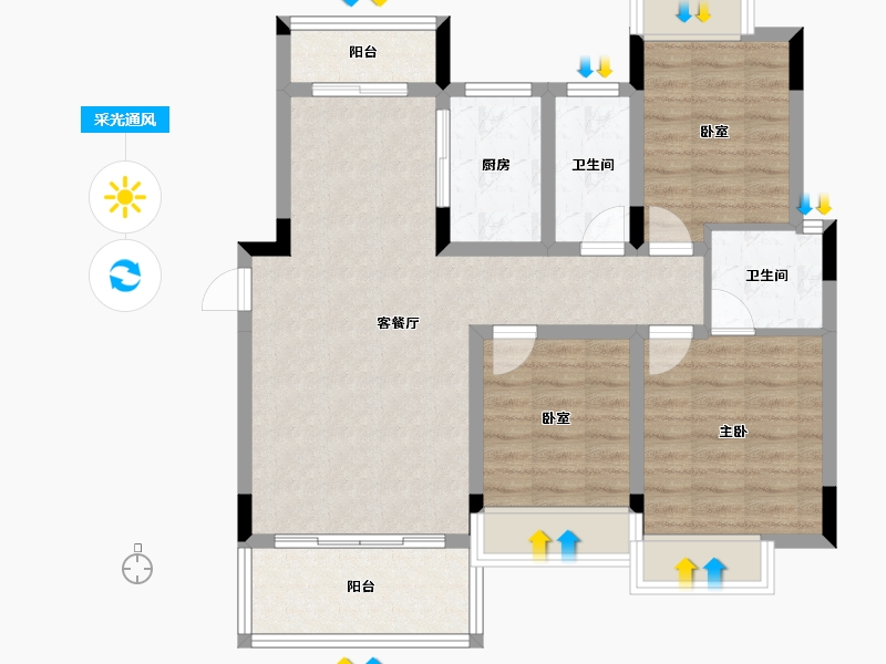 江西省-赣州市-翡翠犹江新城-85.18-户型库-采光通风