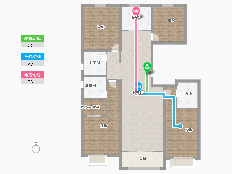 山东省-聊城市-孟达中央帝景-137.10-户型库-动静线