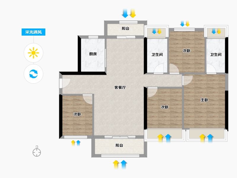 广东省-云浮市-罗定碧桂园天悦湾-99.27-户型库-采光通风