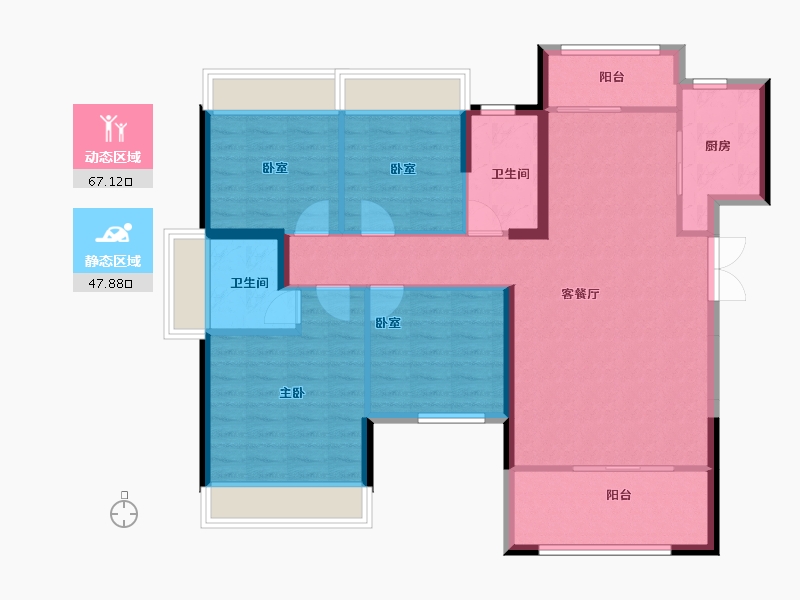 湖南省-常德市-天润汇景公园-103.89-户型库-动静分区