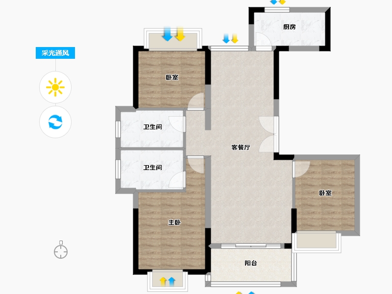 江西省-赣州市-华屹谷山院子-92.69-户型库-采光通风