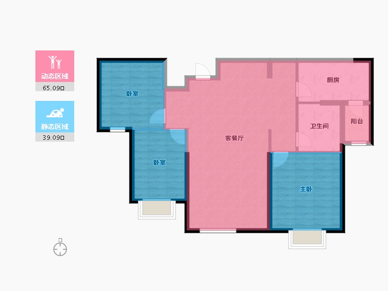 内蒙古自治区-包头市-包头恒大学府-94.40-户型库-动静分区