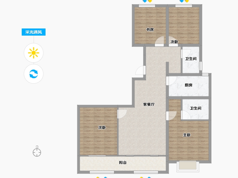 山东省-聊城市-孟达中央帝景-116.00-户型库-采光通风