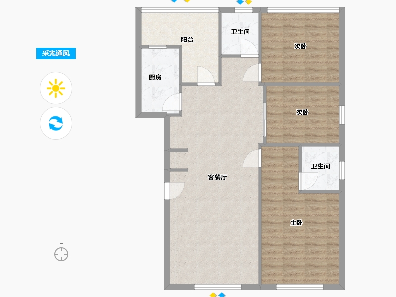 湖北省-武汉市-和盛世家(梨园侧路)-99.00-户型库-采光通风