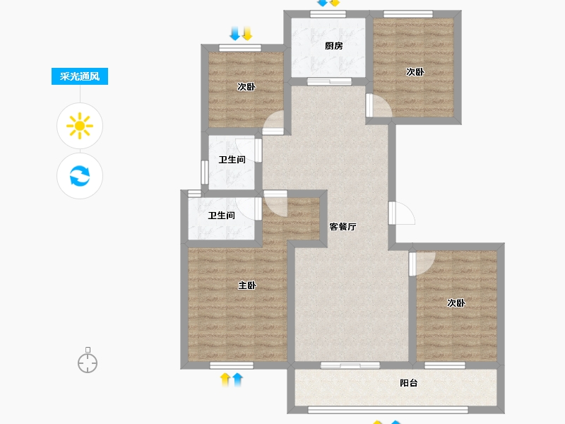 广东省-肇庆市-肇庆·中梁壹号院-95.68-户型库-采光通风