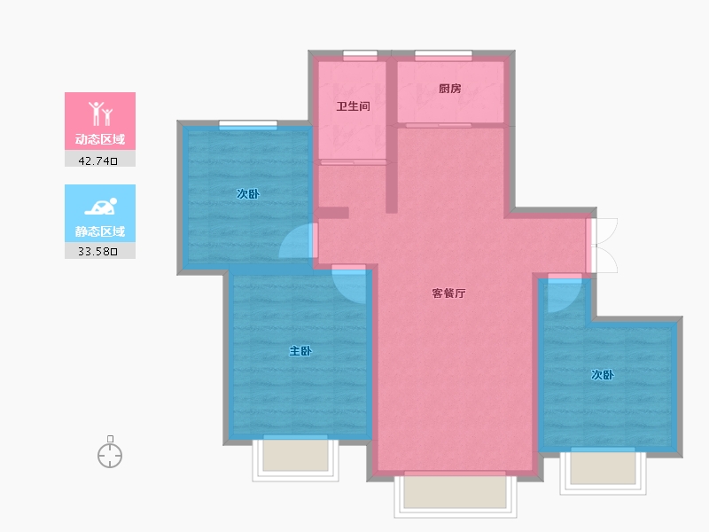 新疆维吾尔自治区-乌鲁木齐市-兵一学府-67.51-户型库-动静分区