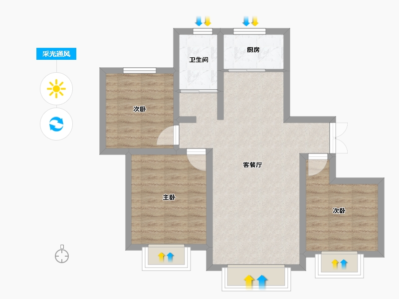 新疆维吾尔自治区-乌鲁木齐市-兵一学府-67.51-户型库-采光通风