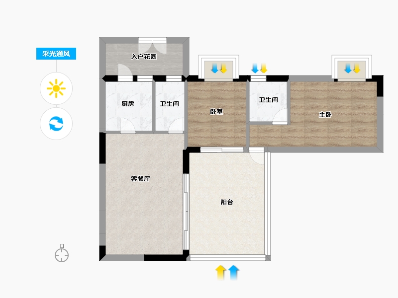 云南省-西双版纳傣族自治州-万科曼西缇-62.40-户型库-采光通风