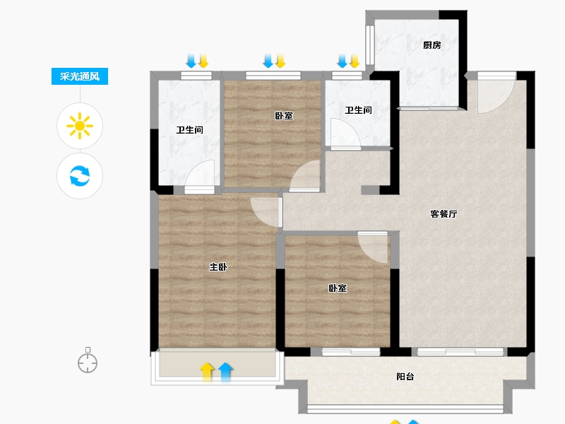 河南省-驻马店市-金科君悦公馆-91.20-户型库-采光通风