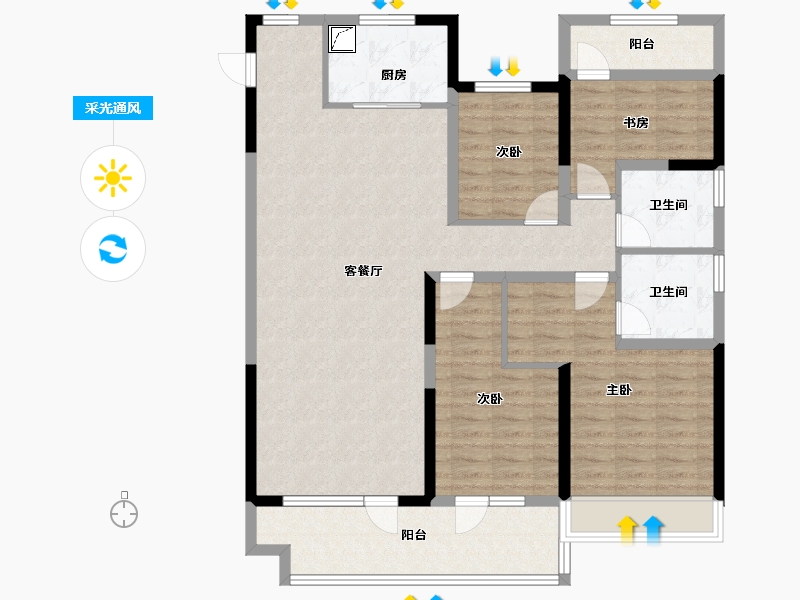 山东省-济宁市-铜锣湾·新天地-119.12-户型库-采光通风