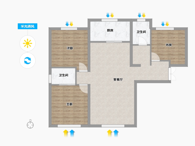 新疆维吾尔自治区-乌鲁木齐市-交建翰博苑-86.83-户型库-采光通风