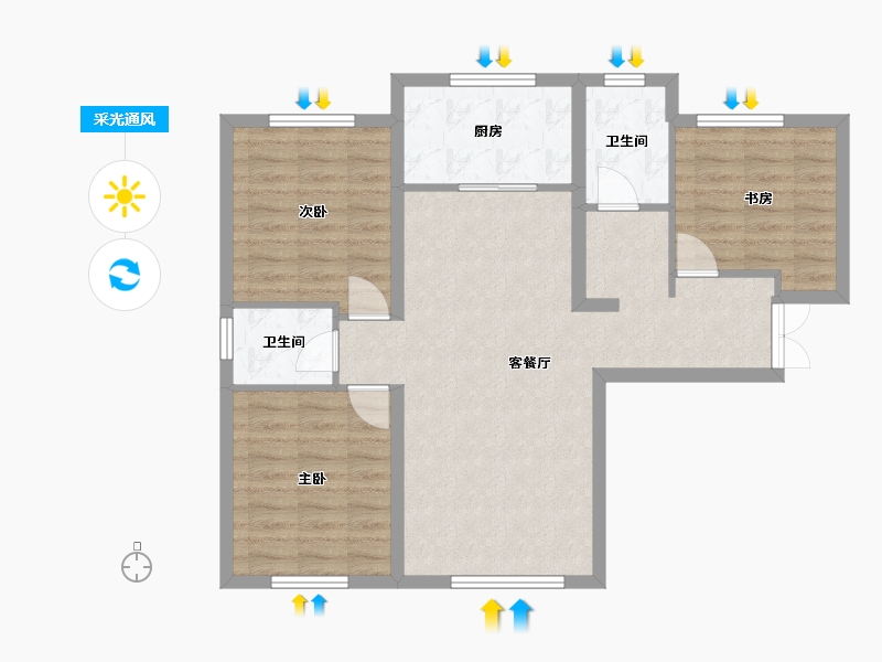 新疆维吾尔自治区-乌鲁木齐市-交建翰博苑-80.18-户型库-采光通风