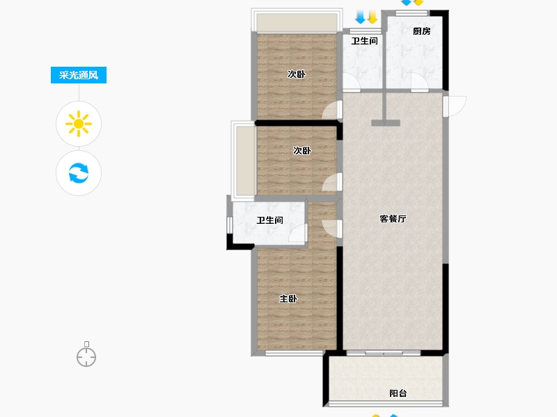 安徽省-芜湖市-万华·南湖春晓-114.89-户型库-采光通风