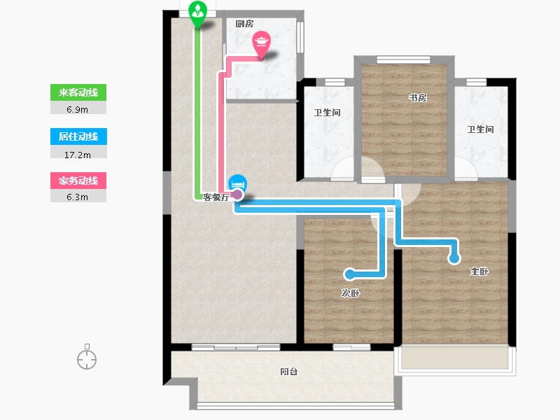 安徽省-芜湖市-万华·南湖春晓-114.13-户型库-动静线