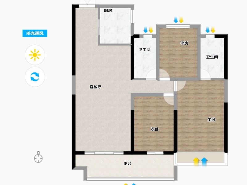 安徽省-芜湖市-万华·南湖春晓-114.13-户型库-采光通风