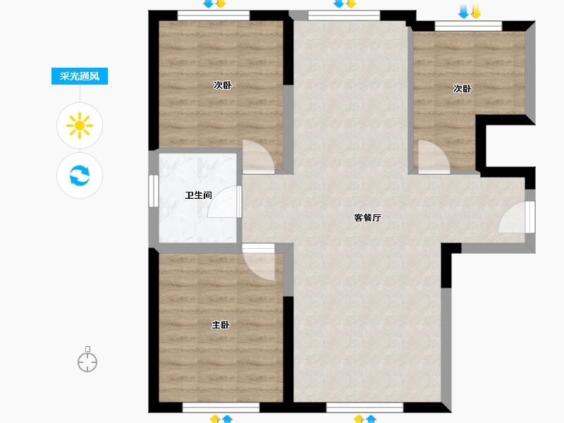 吉林省-吉林市-金汇一品-70.38-户型库-采光通风