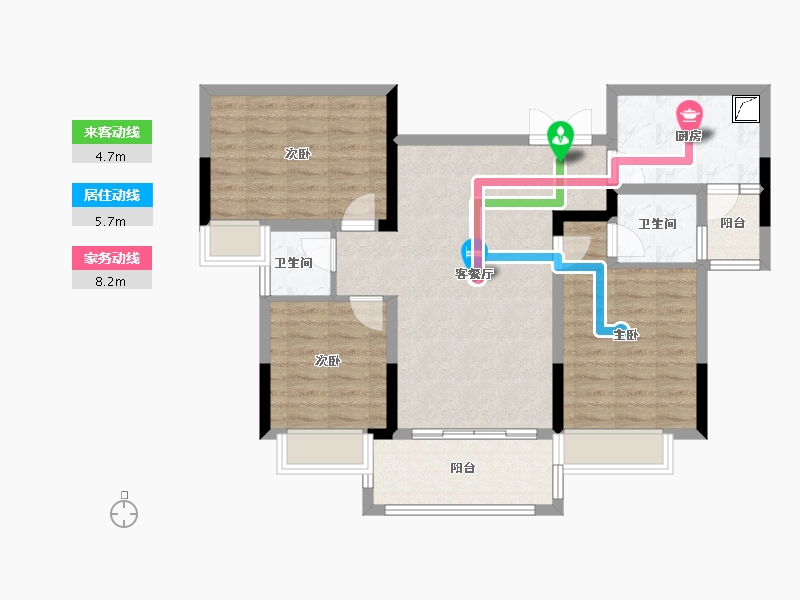 四川省-巴中市-凯邦名门二期-85.89-户型库-动静线